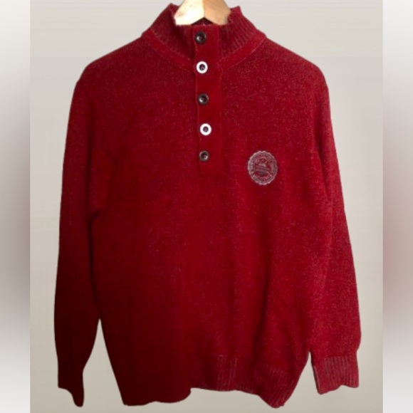 Wolsey Men's Wool  Mottled Red Quarterzip Sweater Medium - Picture 1 of 12